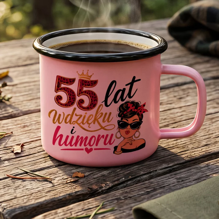 Kubek Emaliowany Na 55 Urodziny Prezent Dla 55 Latki Kobiety: Wdzięk I Humor