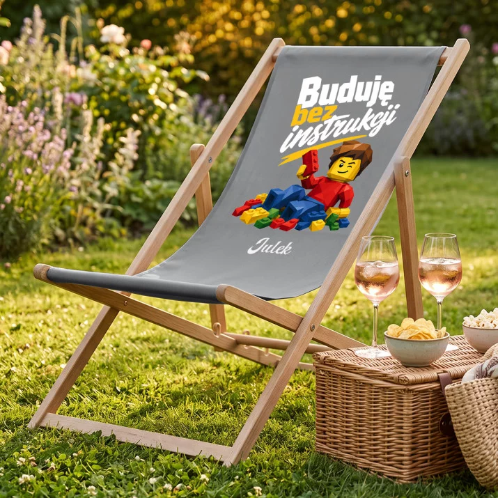 Leżak Z Nadrukiem Dla Fana Lego Prezent Dla Mężczyzny: Buduję Bez Instrukcji Leżak Z Nadrukiem Dla Fana Lego Prezent Dla Mężczyzny: Buduję Bez Instrukcji