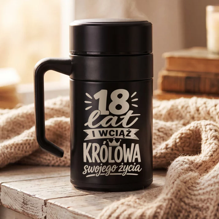 Kubek Termiczny Z Grawerem Na 18 Prezent Dla Kobiety: 18 Lat Królowa