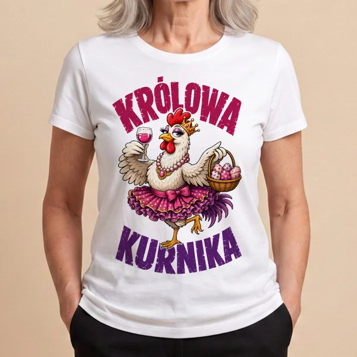 Koszulka Damska Biała Dla Kobiety Prezent Dla Kobiety: Królowa Kurnika