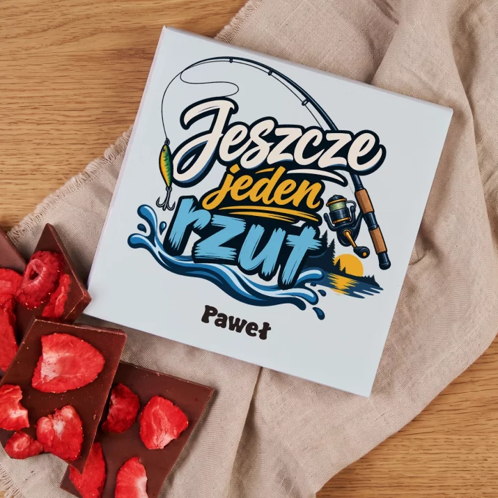 Czekolada z Truskawkami Dla Wędkarza Prezent Dla Mężczyzny: Jeszcze Jeden Rzut Czekolada z Truskawkami Dla Wędkarza Prezent Dla Mężczyzny: Jeszcze Jeden Rzut
