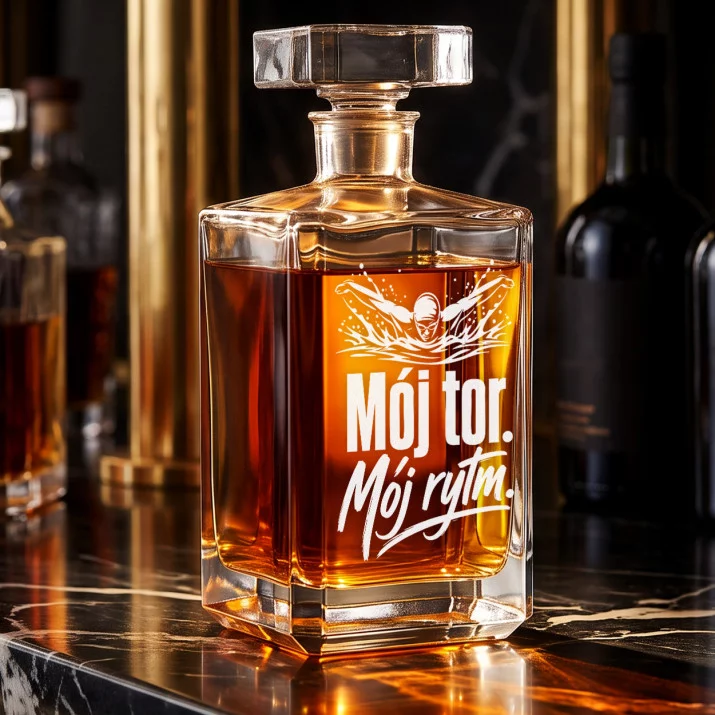 Karafka Do Whisky z Grawerem Dla Pływaka Prezent: Mój Tor. Mój Rytm.