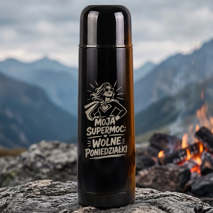 Termos 500ml Na Emeryturę Prezent Dla Emeryta Kobiety: Moja Supermoc, Wolne