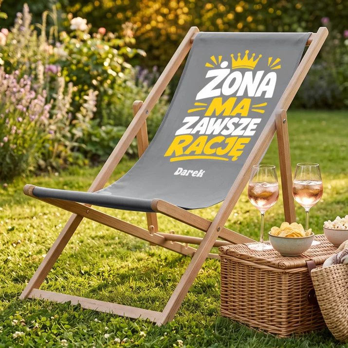 Leżak Z Nadrukiem Na 50 Lecie Ślubu Prezent Dla Mężczyzny: Żona Ma Zawsze Rację - Korona Leżak Z Nadrukiem Na 50 Lecie Ślubu Prezent Dla Mężczyzny: Żona Ma Zawsze Rację - Korona