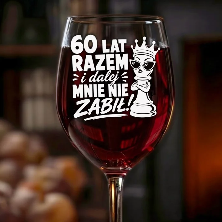 Kieliszek Do Wina Na 60 Rocznicę Ślubu Prezent Na Walentynki Dla Kobiety: 60 Lat Razem Królowa