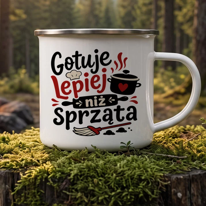 Kubek Emaliowany Dla Kucharza Prezent Dla Mężczyzny: Suchy Humor Kuchenny