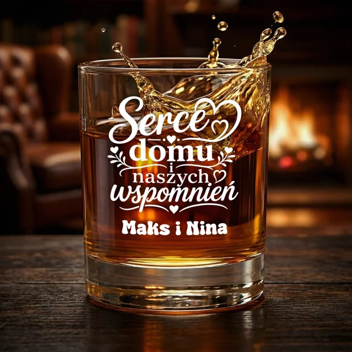 Szklanki Do Whisky z Grawerem Na Dzień Babci i Dziadka Prezent Dla Babci i Dziadka Pary: Serce Domu I Naszych