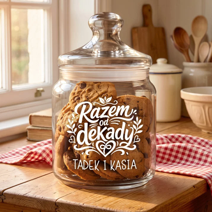 Słoik Na Ciastka z Grawerem Na 10 Rocznicę Ślubu Prezent Dla Pary: Razem Od Dekady Słoik Na Ciastka z Grawerem Na 10 Rocznicę Ślubu Prezent Dla Pary: Razem Od Dekady