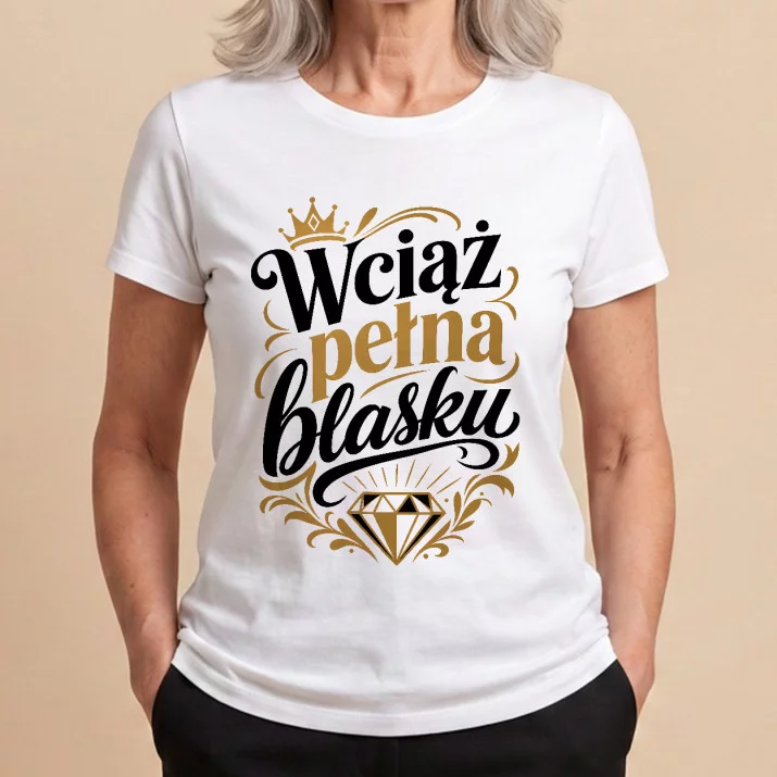 Koszulka Damska Biała Na 50 Urodziny Prezent Dla Kobiety: Blask Dojrzałej Elegancji