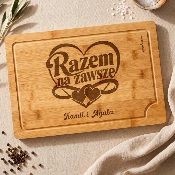 Deska Do Krojenia z Grawerem Na Święta Prezent Dla Pary: Razem Na Zawsze Deska Do Krojenia z Grawerem Na Święta Prezent Dla Pary: Razem Na Zawsze