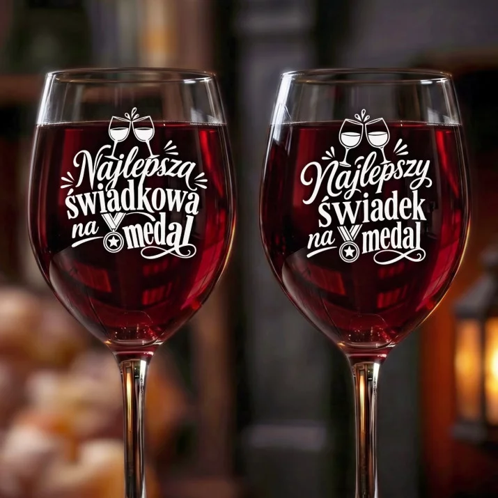 Dwa Kieliszki Do Wina Dla Świadków Prezent Dla Pary: Duet Świadków Dwa Kieliszki Do Wina Dla Świadków Prezent Dla Pary: Duet Świadków
