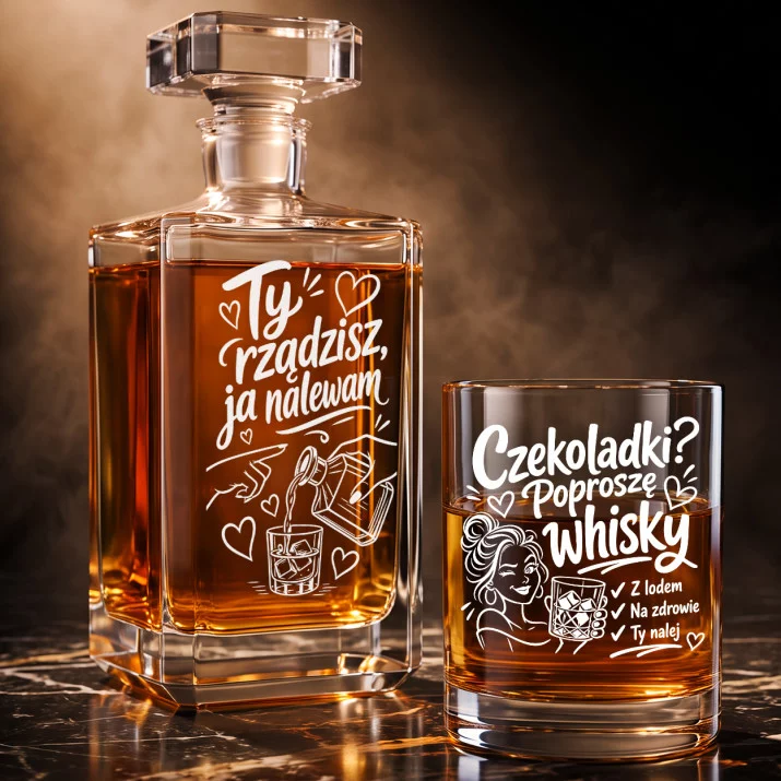 Zestaw Do Whisky Na Walentynki Prezent Na Rocznicę Dla Kobiety: Ty Rządzisz, Ja Nalewam Zestaw Do Whisky Na Walentynki Prezent Na Rocznicę Dla Kobiety: Ty Rządzisz, Ja Nalewam