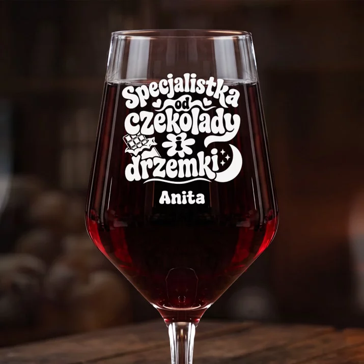 Mega Kieliszek Do Wina z Grawerem Na Święta Bożego Narodzenia Prezent Dla Kobiety: Specjalistka Od Czekolady