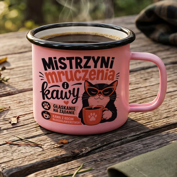 Kubek Emaliowany Dla Kociary Prezent Dla Kobiety: Koci Humor I Kawa