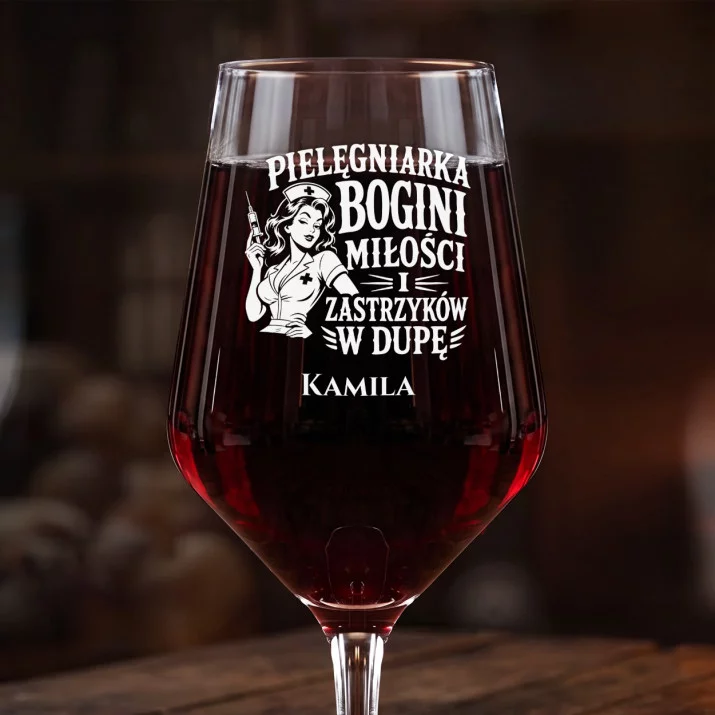 Mega Kieliszek Do Wina z Grawerem Dla Pielęgniarki Prezent Dla Kobiety: Pielęgniarka Bogini