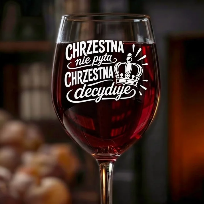 Kieliszek Do Wina Dla Chrzestnej Prezent Dla Kobiety: Chrzestna Decyduje Korona