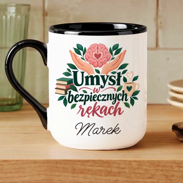 Kubek Personalizowany Dla Psychologa Prezent Dla Mężczyzny: Umysł W Bezpiecznych