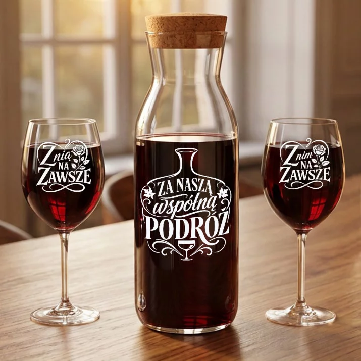 Zestaw Do Wina Dla Pary Młodej Prezent Na Ślub Dla Pary: Wspólna Podróż Zestaw Do Wina Dla Pary Młodej Prezent Na Ślub Dla Pary: Wspólna Podróż