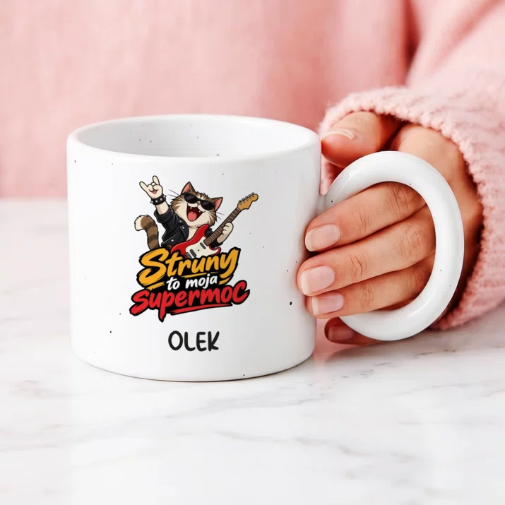 Kubek Premium Dla Gitarzysty Prezent Dla Mężczyzny: Struny To Moja Supermoc