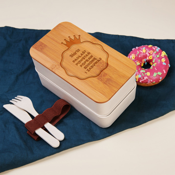 Padłaś, powstań - Bambusowy Lunchbox z grawerem