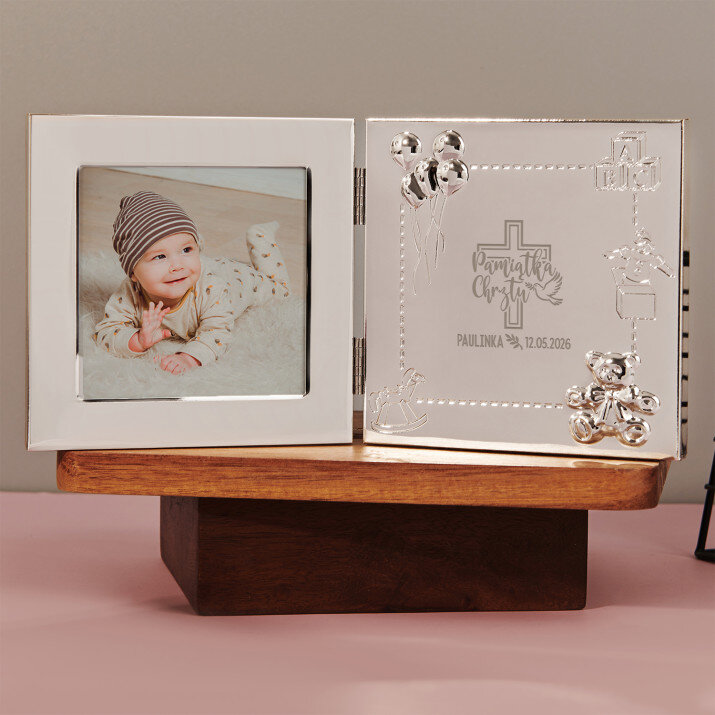 Pamiątka z okazji chrztu - Posrebrzana ramka na zdjęcia
