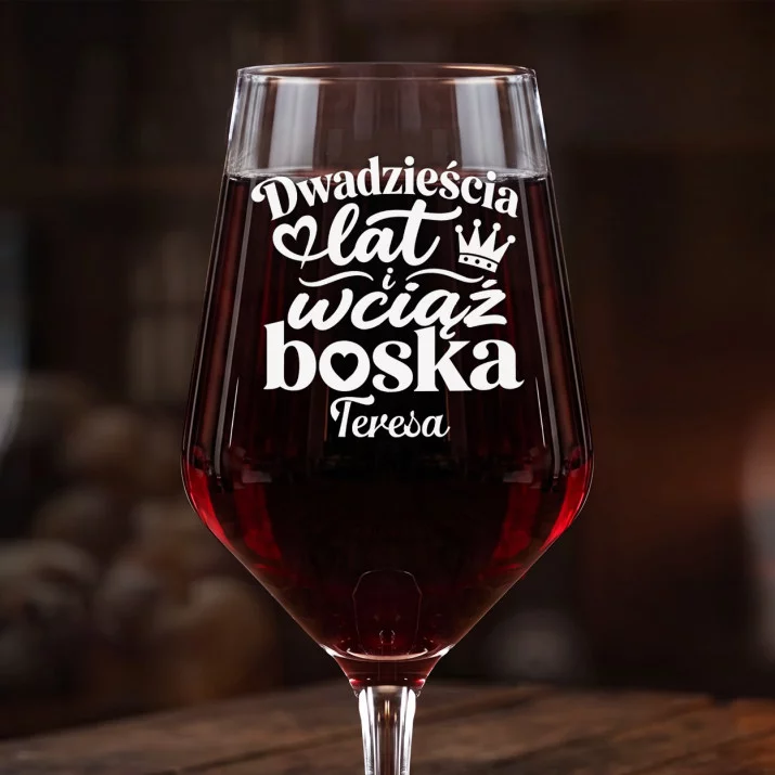 Mega Kieliszek Do Wina z Grawerem Na 20 Rocznicę Ślubu Prezent Dla Kobiety: Dwadzieścia Lat I Wciąż