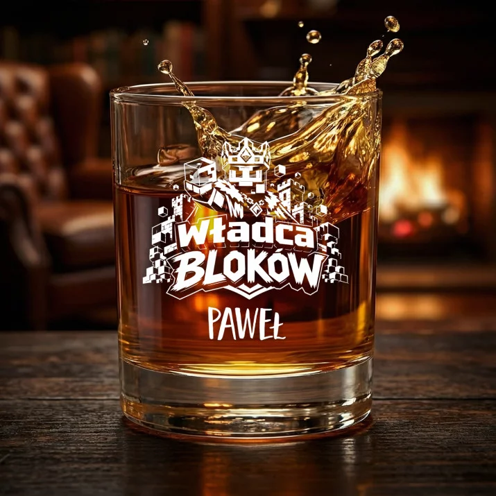 Szklanki Do Whisky z Grawerem Dla Fana Minecrafta Prezent Dla Mężczyzny: Władca Bloków Szklanki Do Whisky z Grawerem Dla Fana Minecrafta Prezent Dla Mężczyzny: Władca Bloków