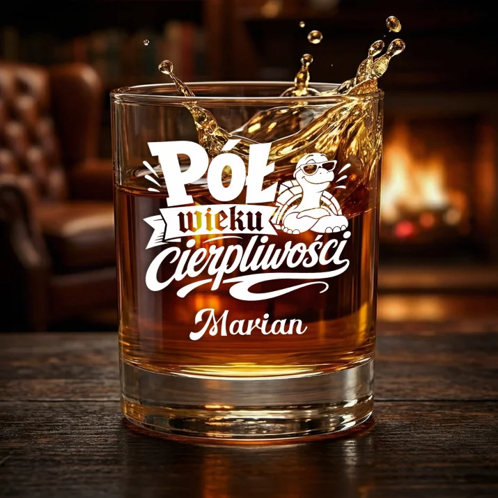 Szklanki Do Whisky z Grawerem Na 50 Rocznicę Ślubu Prezent Dla Mężczyzny: Pół Wieku Cierpliwości Szklanki Do Whisky z Grawerem Na 50 Rocznicę Ślubu Prezent Dla Mężczyzny: Pół Wieku Cierpliwości