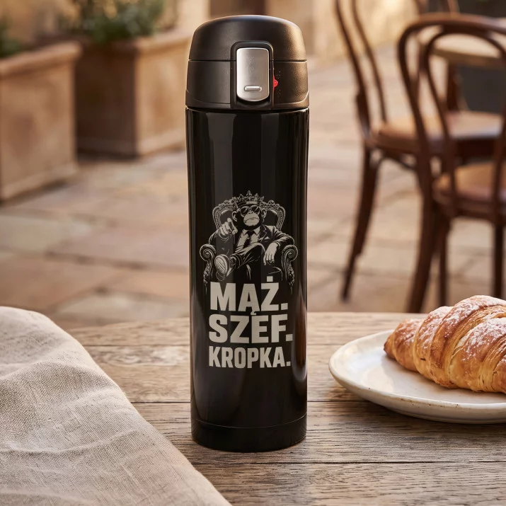 Kubek Termiczny 440ml Dla Męża Prezent Na Rocznicę Ślubu: Mąż. Szef. Kropka.