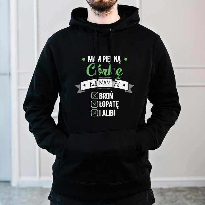 Piękna córka - Bluza męska czarna z kapturem