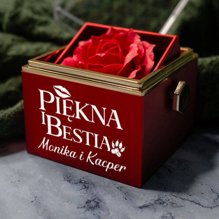 Piękna i bestia - Pudełko z różą na biżuterię