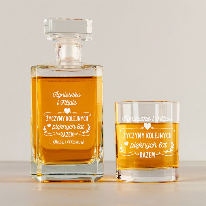 pięknych lat razem - Zestaw Grawerowana Karafka 0,7 i Szklanki Do Whisky pięknych lat razem - Zestaw Grawerowana Karafka 0,7 i Szklanki Do Whisky