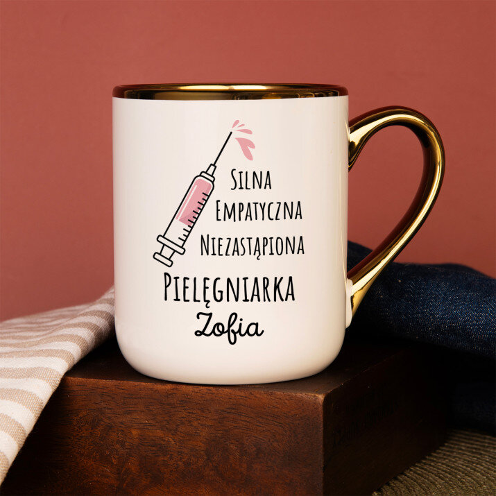 Pielęgniarka cechy - Kubek ceramiczny ze złotym rantem