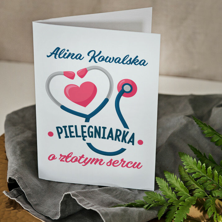Pielęgniarka o złotym sercu - kartka z życzeniami