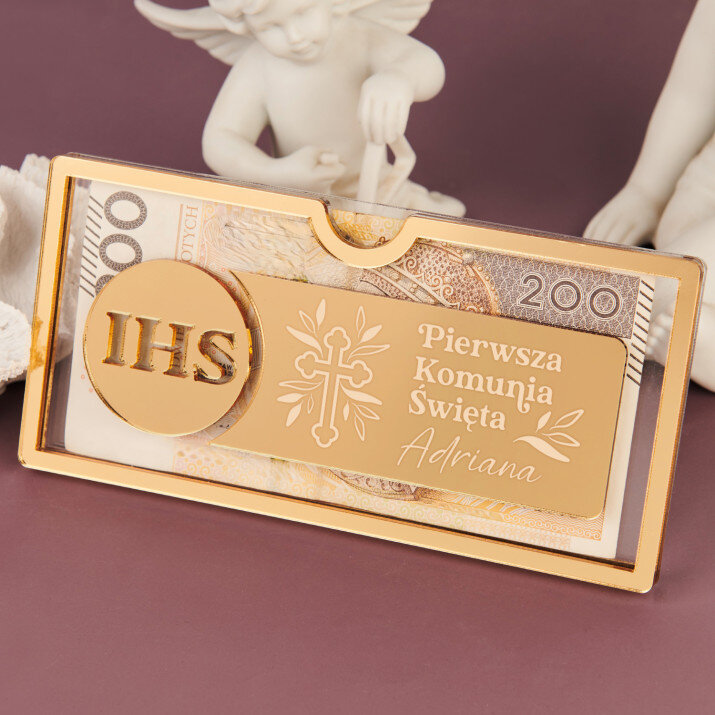 Pierwsza Komunia Święta - Akrylowa koperta na pieniądze IHS
