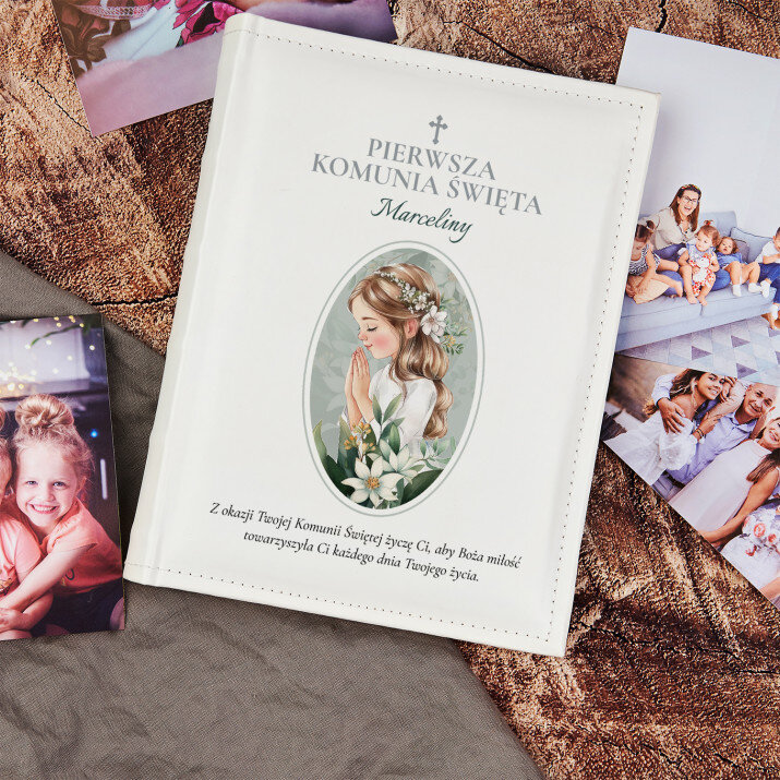 Pierwsza Komunia Święta Boża Miłość dziewczynka - Personalizowany Album na zdjęcia
