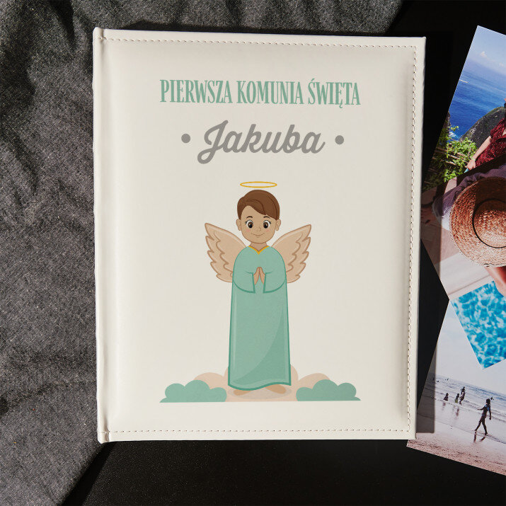 Pierwsza komunia święta chłopiec aniołek - Personalizowany Album na zdjęcia