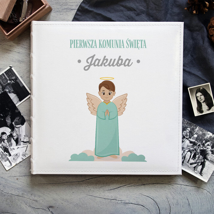 Pierwsza komunia święta chłopiec aniołek - Personalizowany Album na zdjęcia