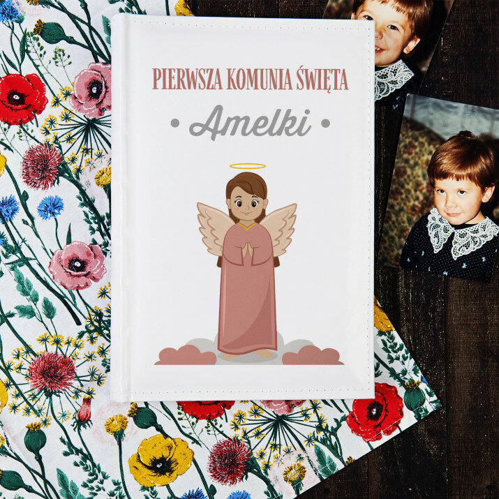 Pierwsza komunia święta dziewczynka aniołek - Personalizowany Album na zdjęcia