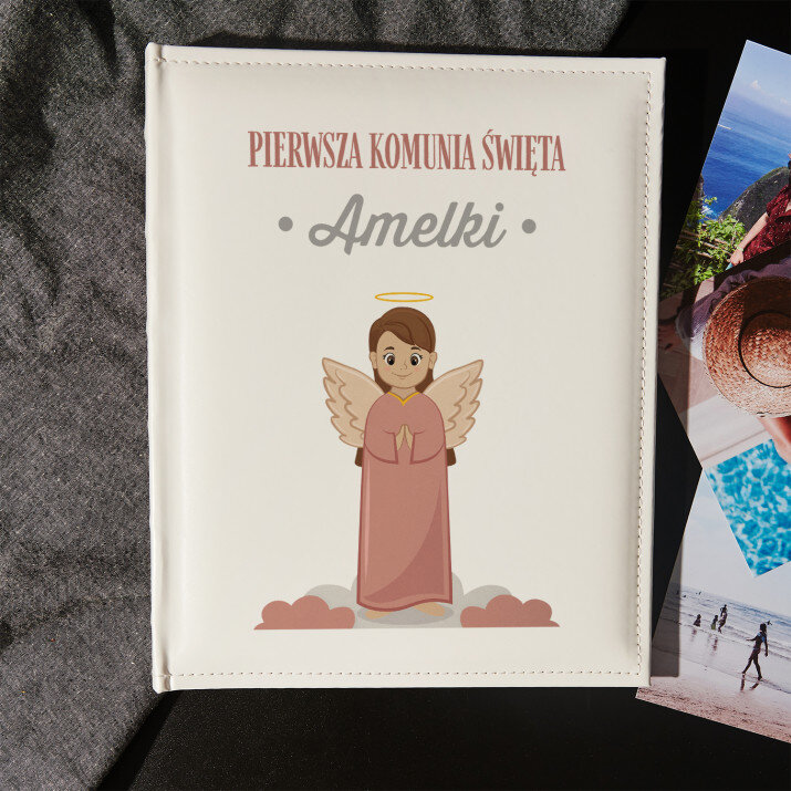 Pierwsza komunia święta dziewczynka aniołek - Personalizowany Album na zdjęcia