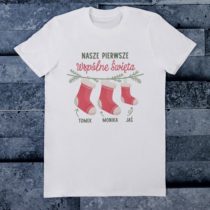 Pierwsze wspólne święta - Koszulka męska z nadrukiem
