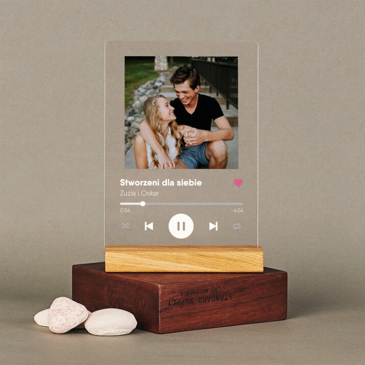 Piosenka spotify dla dziewczyny - Wydruk na szkle akrylowym z podstawką