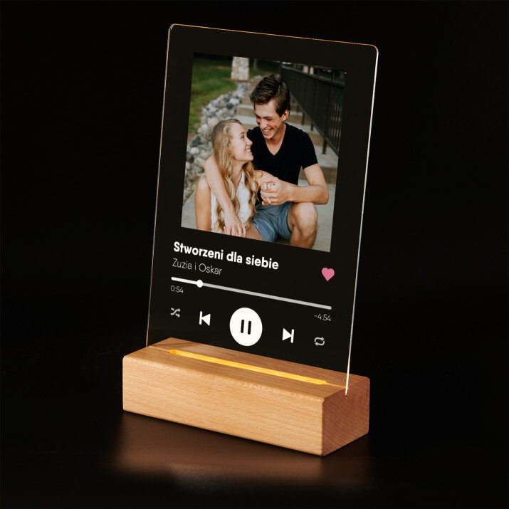 Piosenka spotify dla dziewczyny - Wydruk na szkle akrylowym z podstawką led