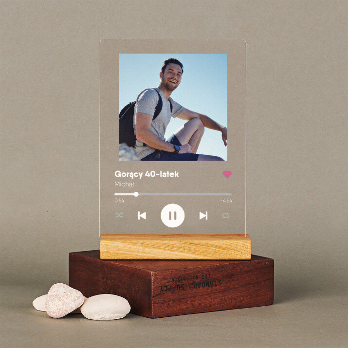 Piosenka spotify dla niego - Wydruk na szkle akrylowym z podstawką