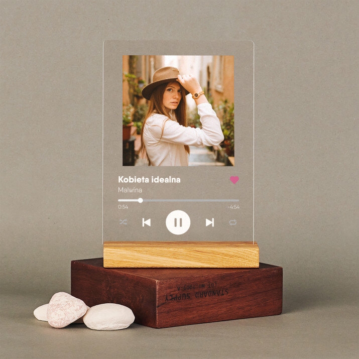 Piosenka spotify dla niej - Wydruk na szkle akrylowym z podstawką