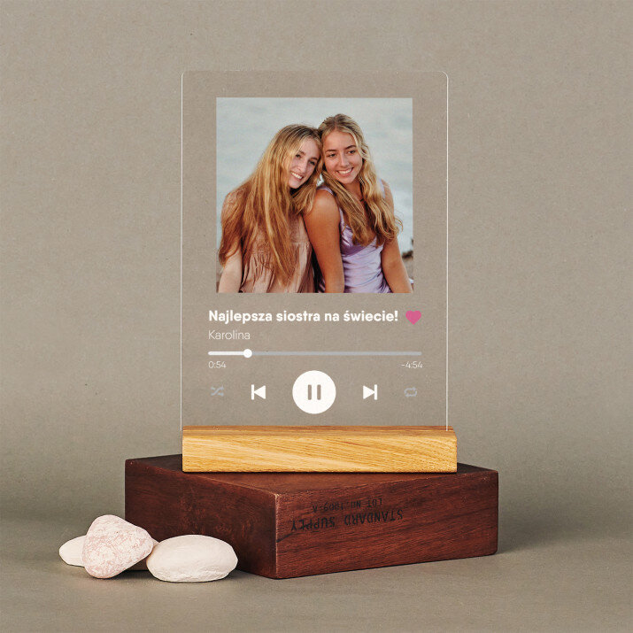 Piosenka spotify dla siostry - Wydruk na szkle akrylowym z podstawką