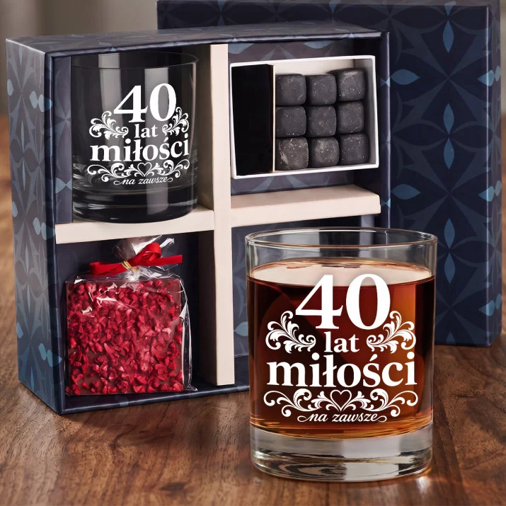 Zestaw Prezentowy Whisky Na 40 Rocznicę Ślubu Dla Kobiety: 40 Lat Miłości Zestaw Prezentowy Whisky Na 40 Rocznicę Ślubu Dla Kobiety: 40 Lat Miłości