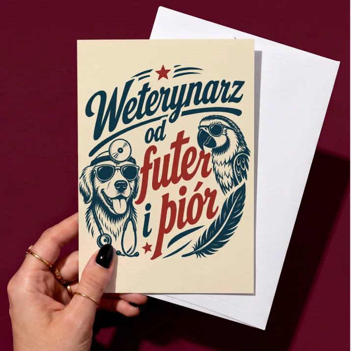 Kartka z Życzeniami Dla Weterynarza Dla Mężczyzny: Retro Klinika Zwierząt Kartka z Życzeniami Dla Weterynarza Dla Mężczyzny: Retro Klinika Zwierząt