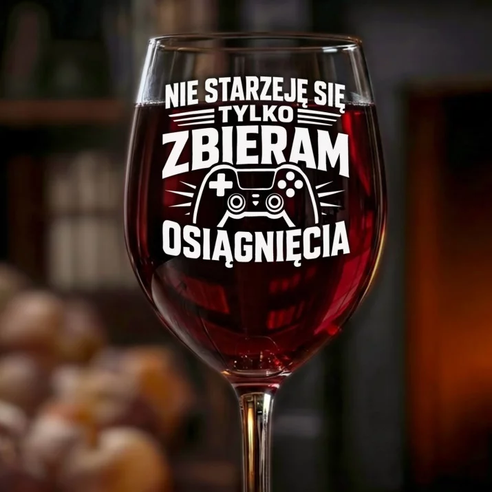 Kieliszek Do Wina Dla Gamera Prezent Dla Mężczyzny: Zbieram Osiągnięcia Gamer
