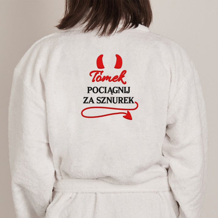 Pociągnij za sznurek - Szlafrok biały damski